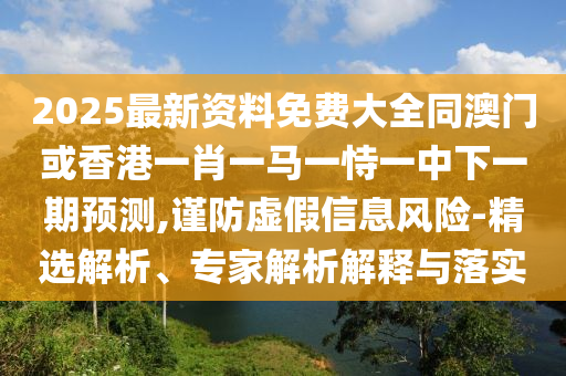 2025最新资料免费大全同澳门或香港一肖一马一恃一中下一期预测,谨防虚假信息风险-精选解析、专家解析解释与落实